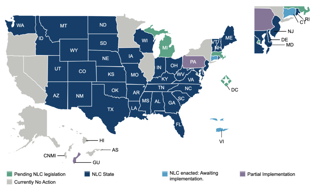 NLC Participating States Map